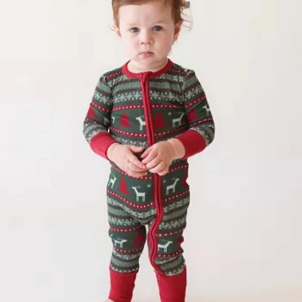 NWT Posh Peanut Holiday Fair Isle Red & Green Holiday Convertible Footie 12-18M